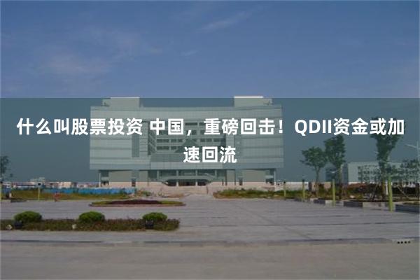 什么叫股票投资 中国，重磅回击！QDII资金或加速回流