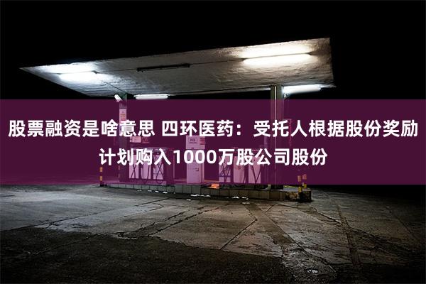 股票融资是啥意思 四环医药：受托人根据股份奖励计划购入1000万股公司股份